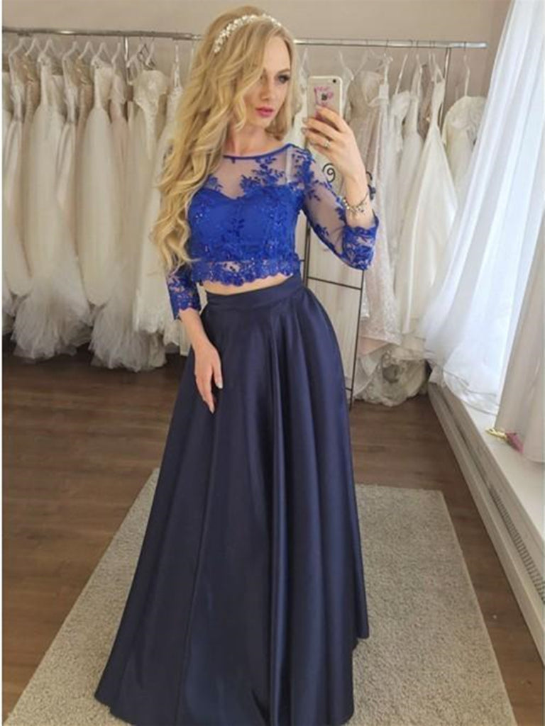 4 Sleeves Prom Dress with Appliques ...